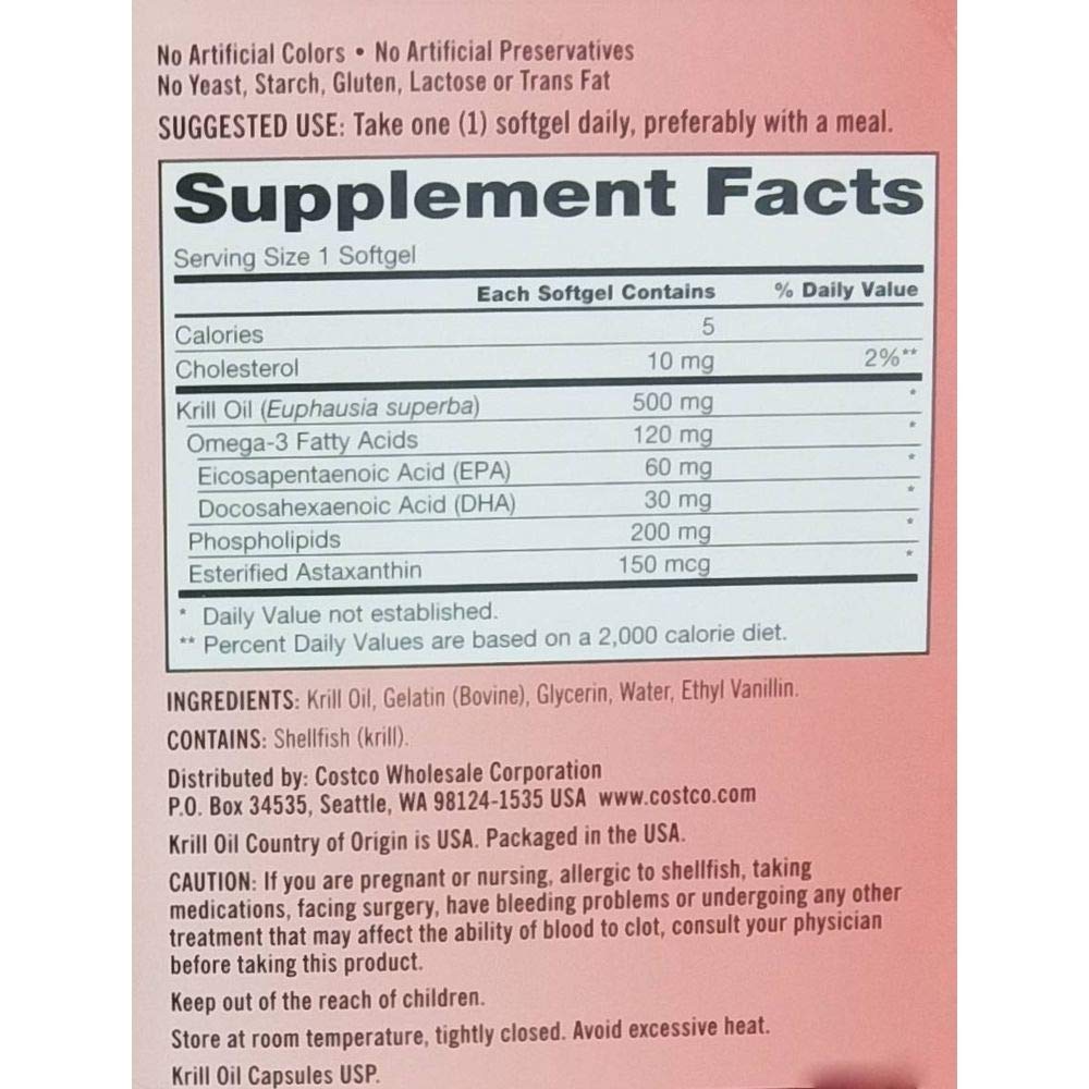 KIRKLAND Krill Oil 500mg softgel close-up