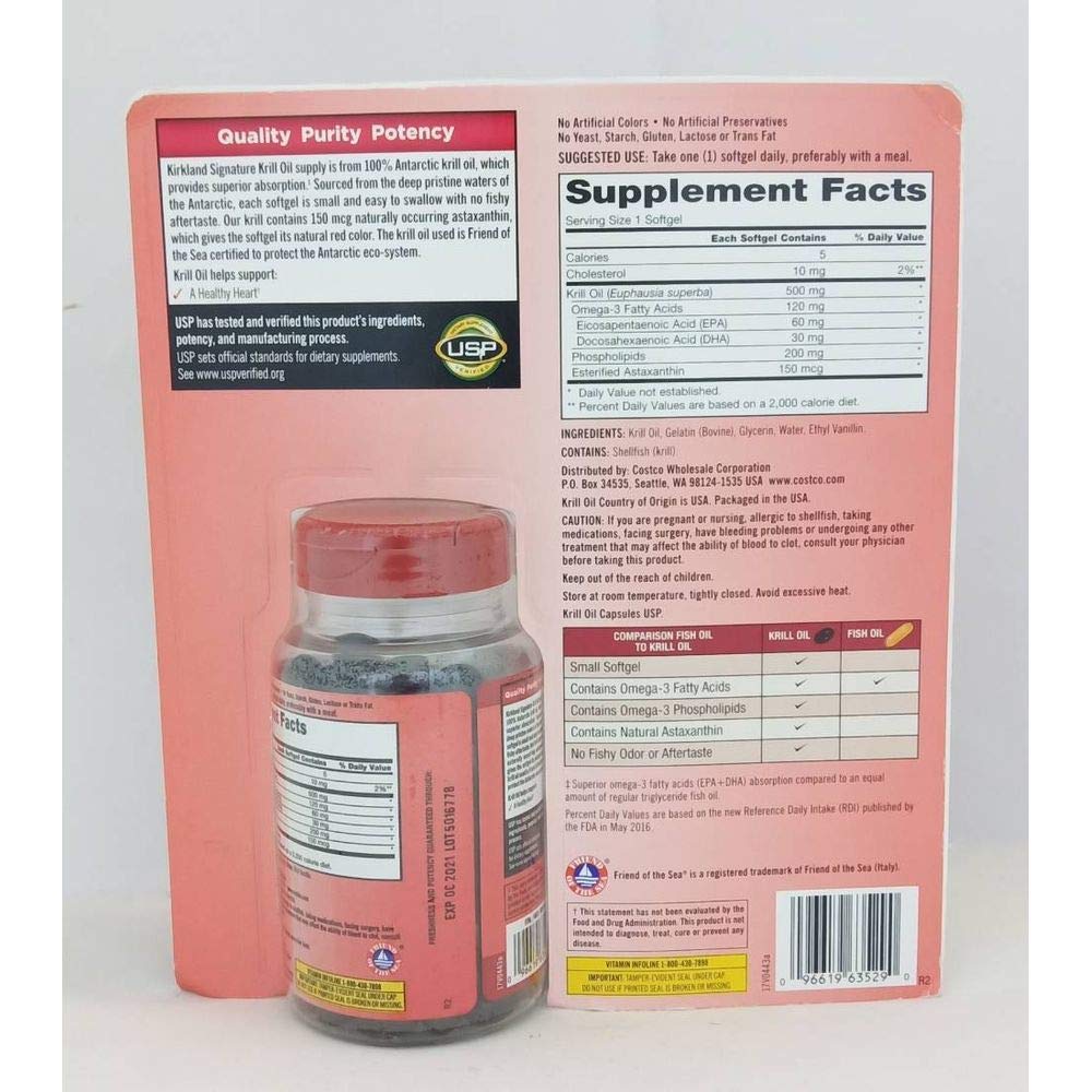 KIRKLAND Krill Oil 500mg softgel with measuring spoon