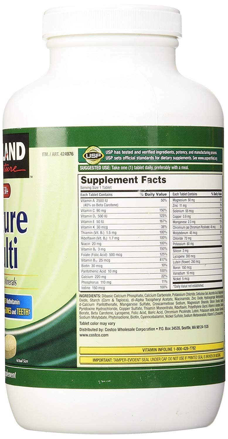 KIRKLAND Mature Multivitamin with Calcium 454g side view
