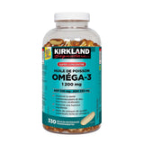 KIRKLAND Omega 3 Premium Fish Oil bottle side view