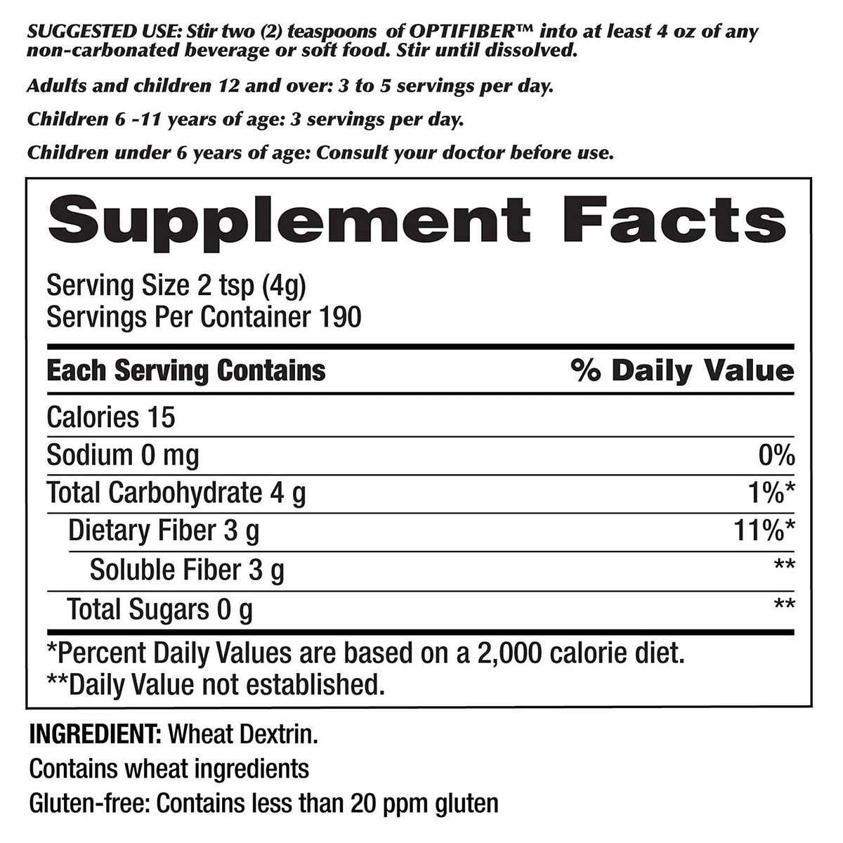 KIRKLAND OPTIFIBER 25.6oz container side view with label