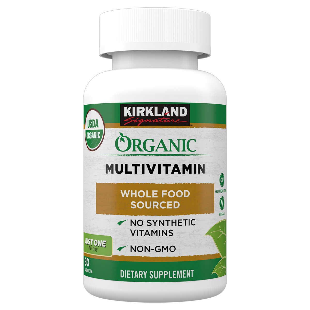KIRKLAND Organic Multivitamin front view with packaging