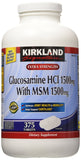 KIRKLAND Signature Extra Strength Glucosamine HCI 1500mg with MSM front view