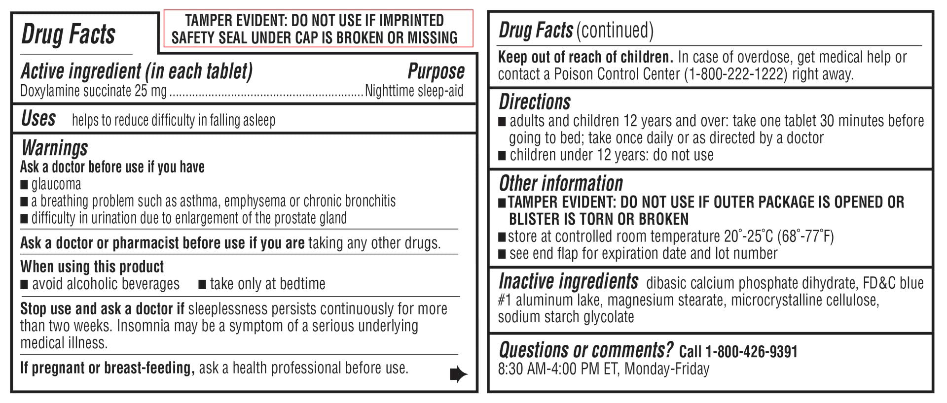 KIRKLAND Sleep Aid Tablets packaging side view