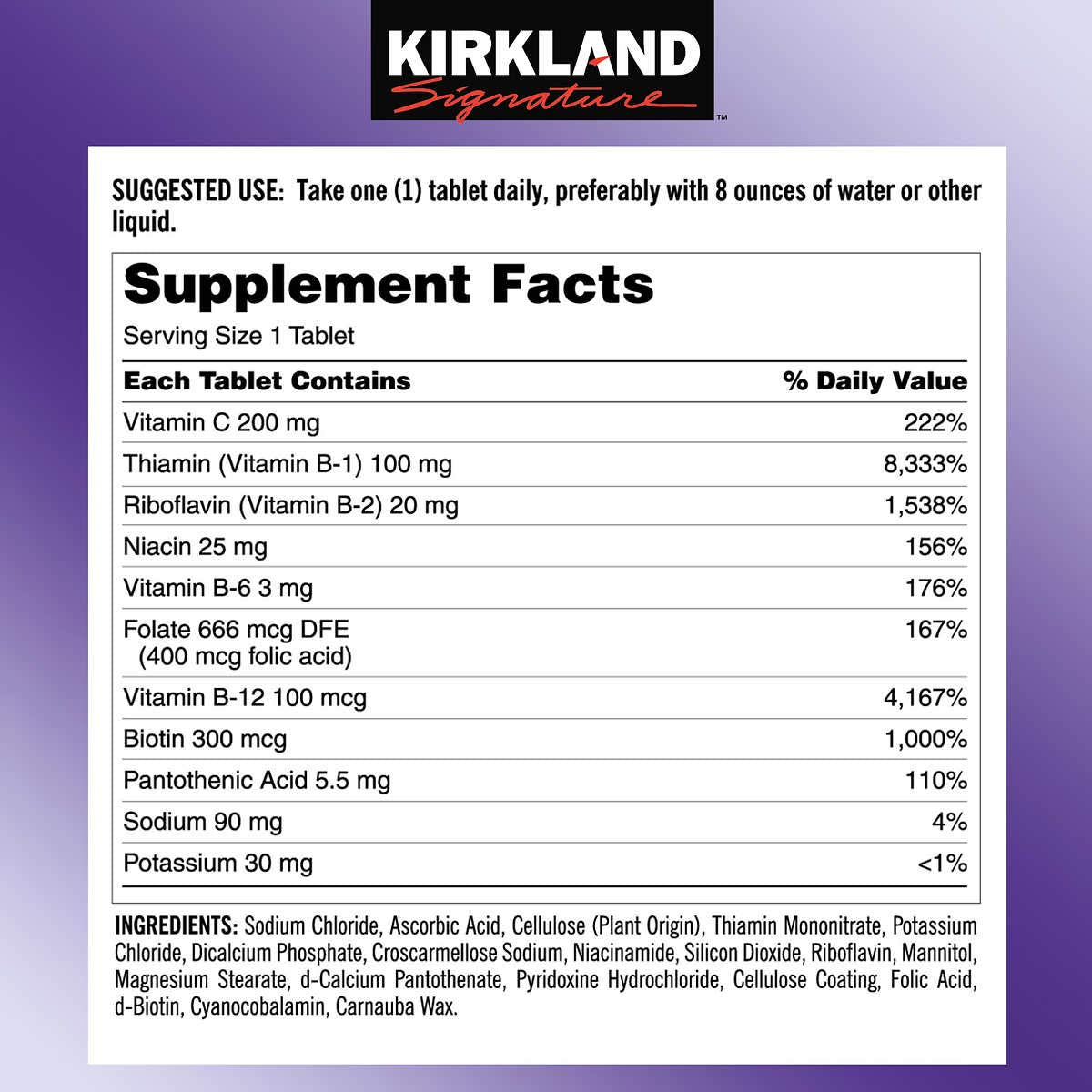 KIRKLAND Super B-Complex packaging with details