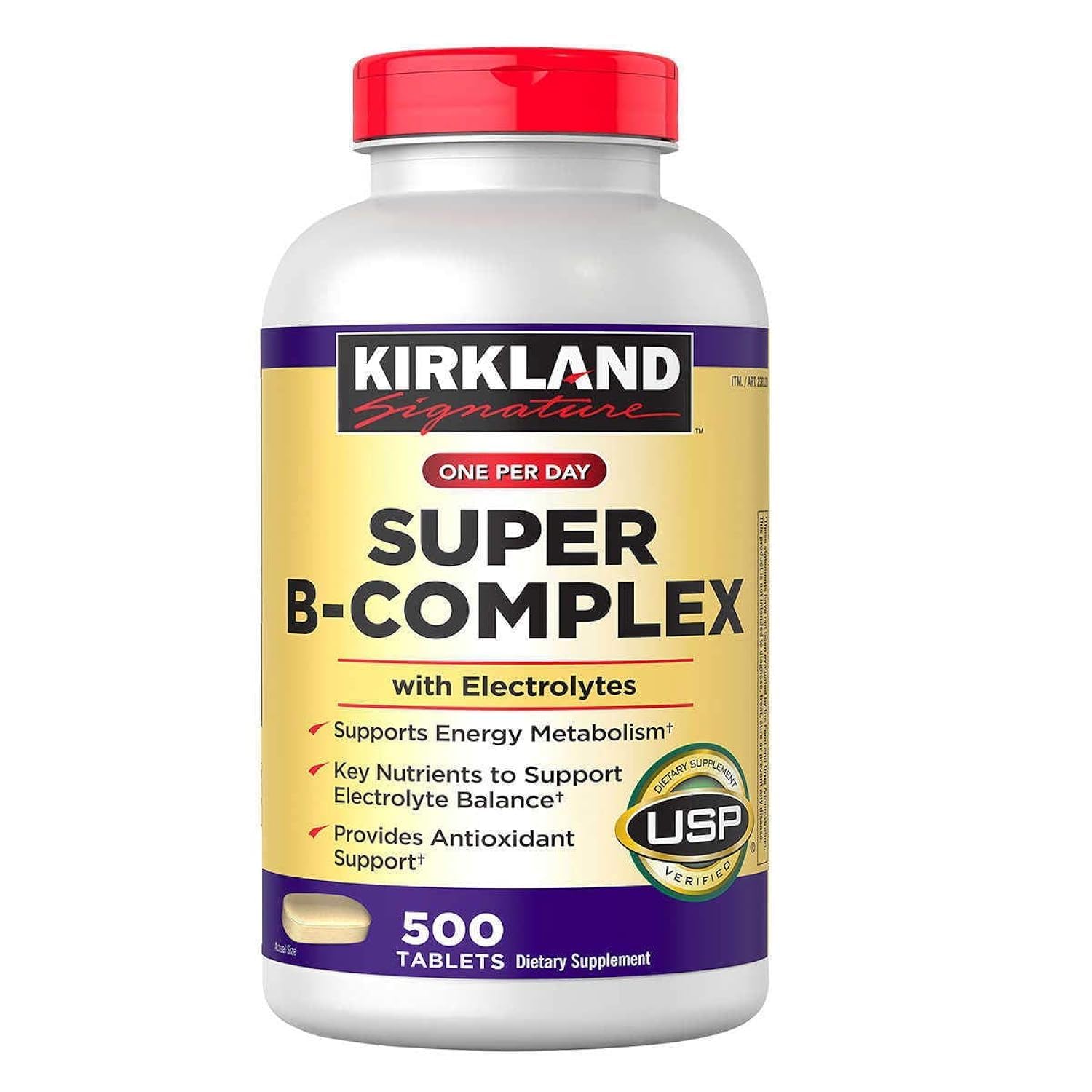 KIRKLAND Super B-Complex Tablets front view with packaging