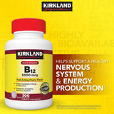 KIRKLAND Vitamin B-12 5000 Mcg Sublingual packaging with cherry flavour label