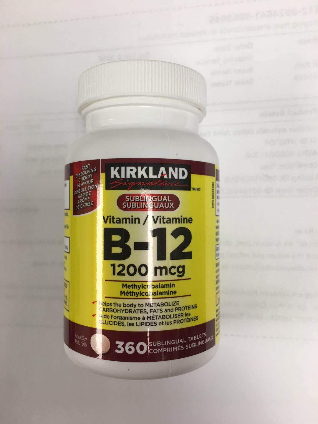 KIRKLAND Vitamin B12 Supplement capsule pack front view