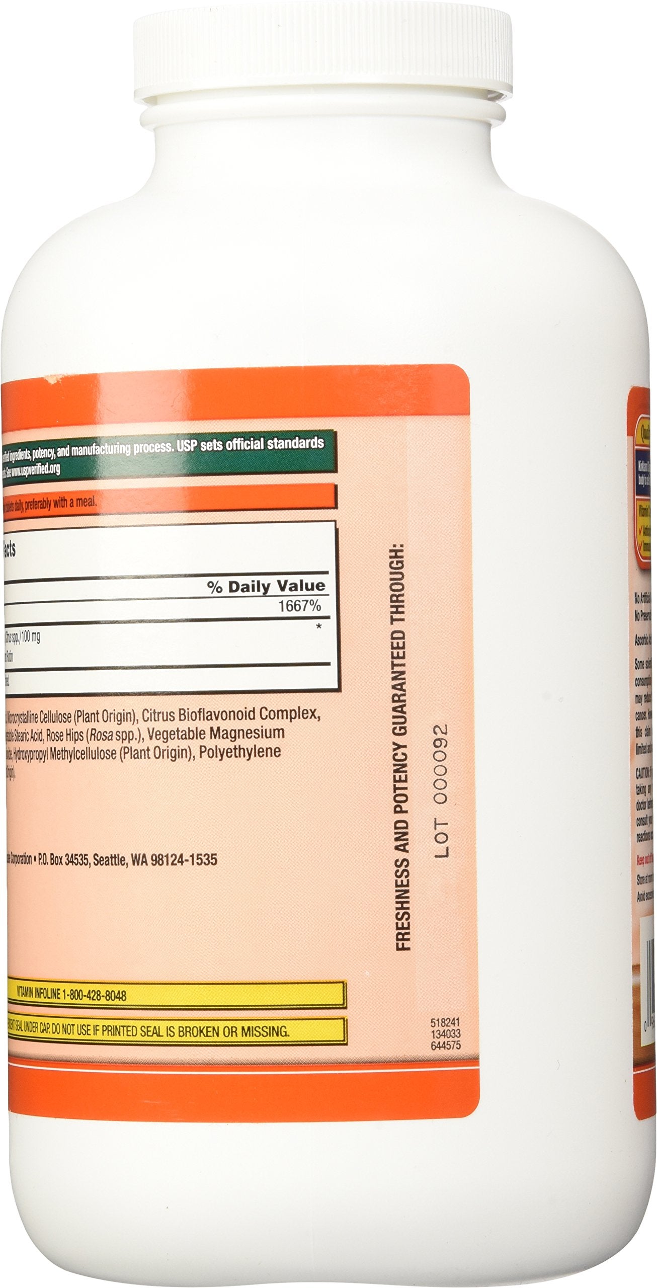 KIRKLAND Vitamin C 1000 mg supplement packaging details