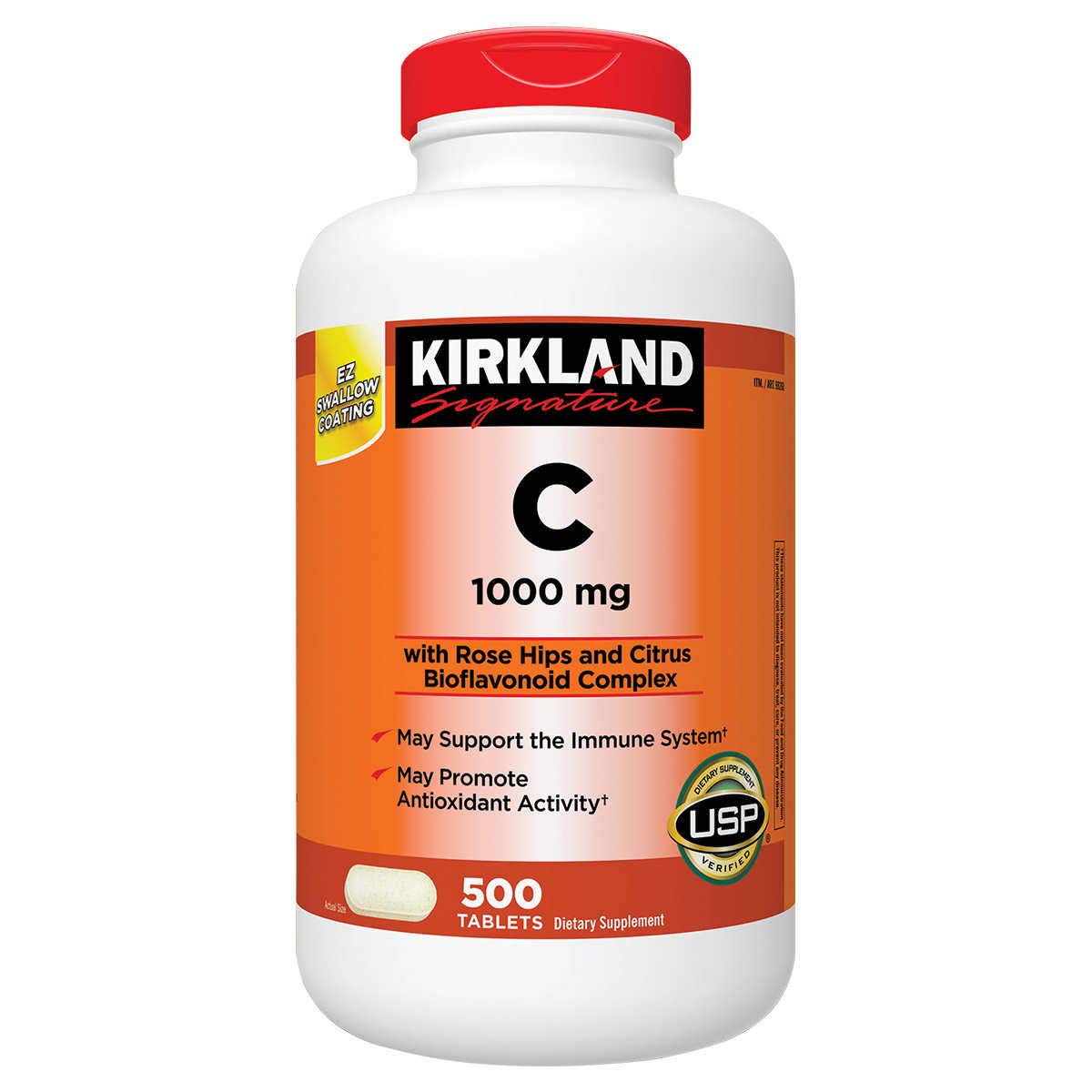 KIRKLAND Vitamin C 1000mg tablets bottle front view with 500 tablets