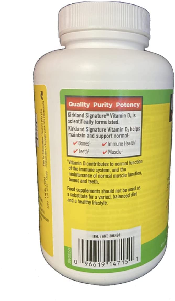 KIRKLAND Vitamin D3 2000 IU capsules bottle with label