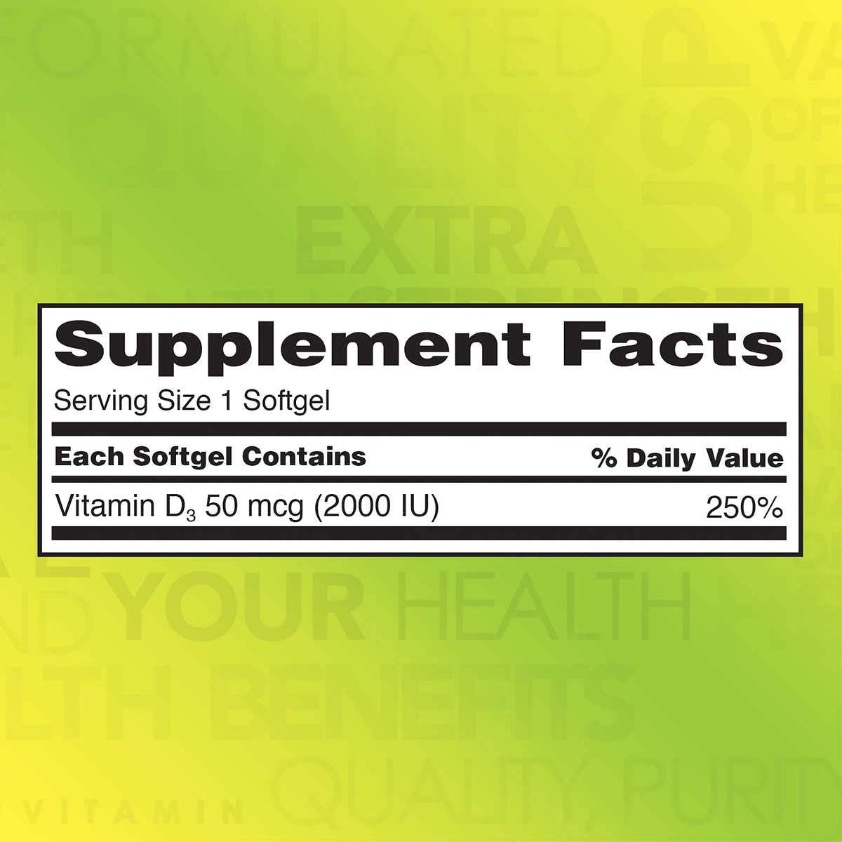KIRKLAND Vitamin D3 2000 IU supplement bottle side view