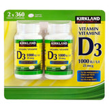 KIRKLAND Vitamin D3 25 mcg bottle with cap open