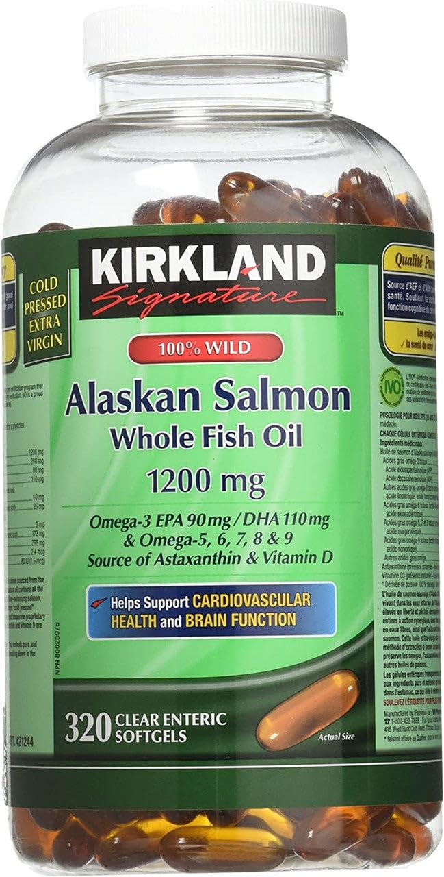 KIRKLAND Wild Alaskan Salmon Oil bottle side view