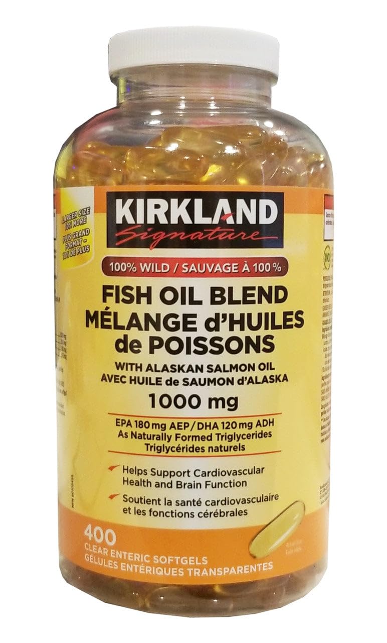 KIRKLAND Wild Fish Oil Blend 1000mg softgels close-up of softgel