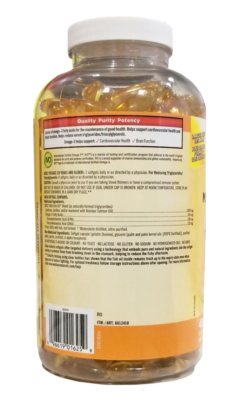 KIRKLAND Wild Fish Oil Blend 1000mg softgels on table