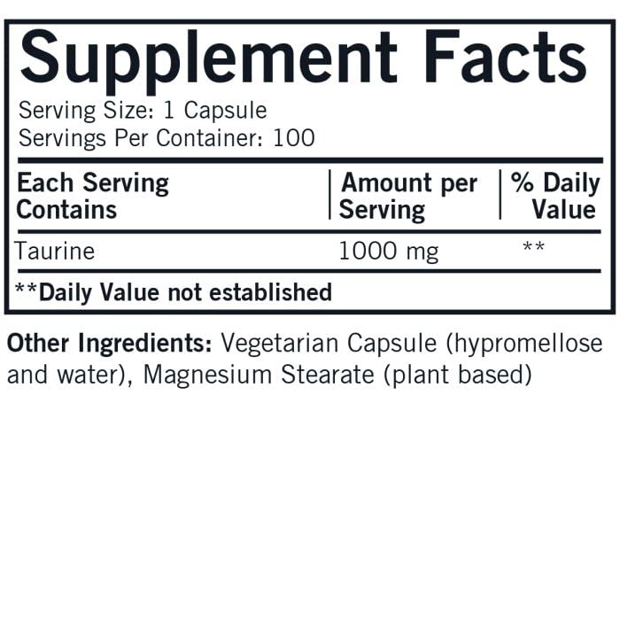Kirkman L-Taurine 1000 mg side view showing capsule details