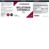 Kirkman Melatonin 3mg chewable tablets on a wooden table