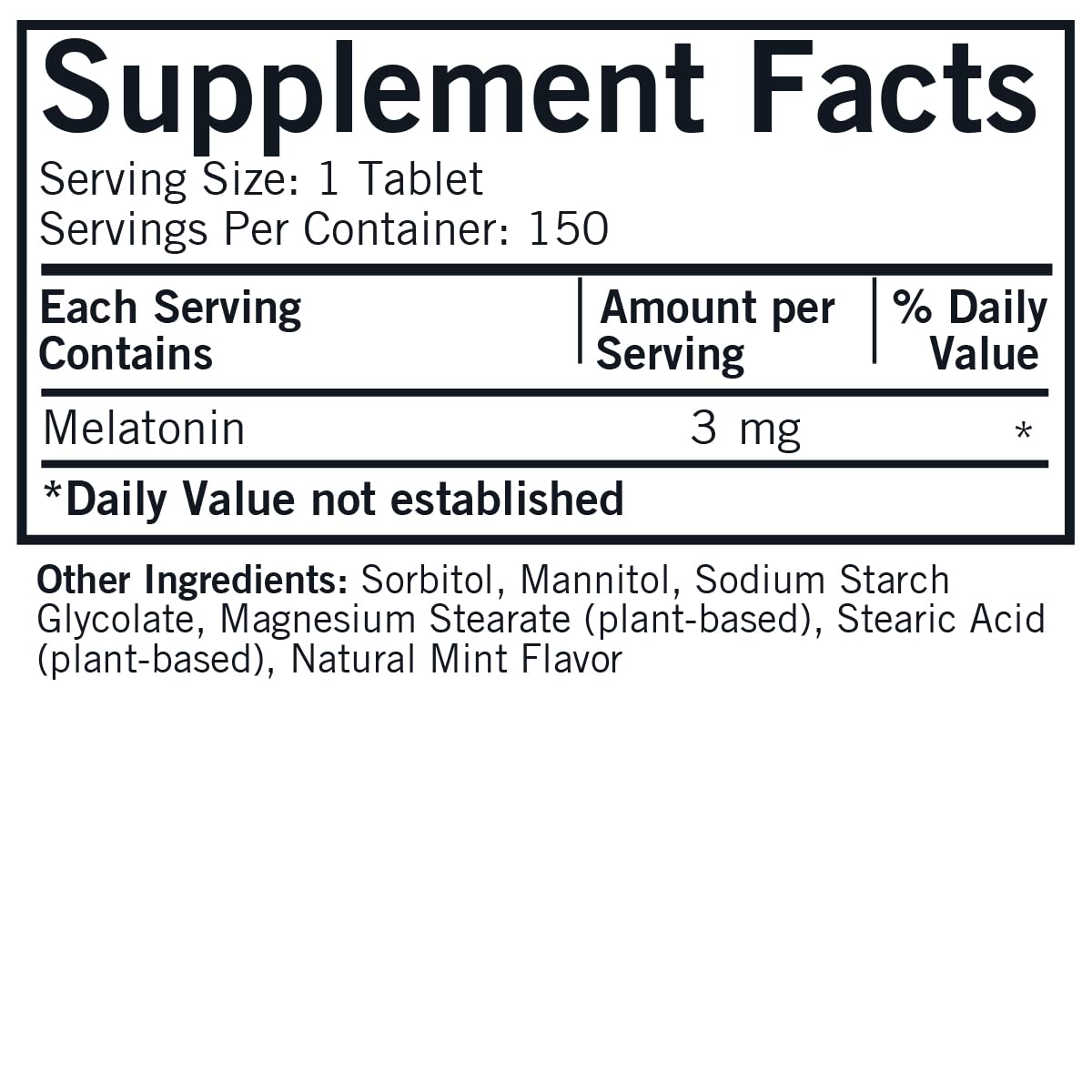 Kirkman Melatonin 3mg chewable tablets packaging side view