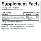 Kirkman Melatonin Plus Magnesium Capsules 250 Count side view