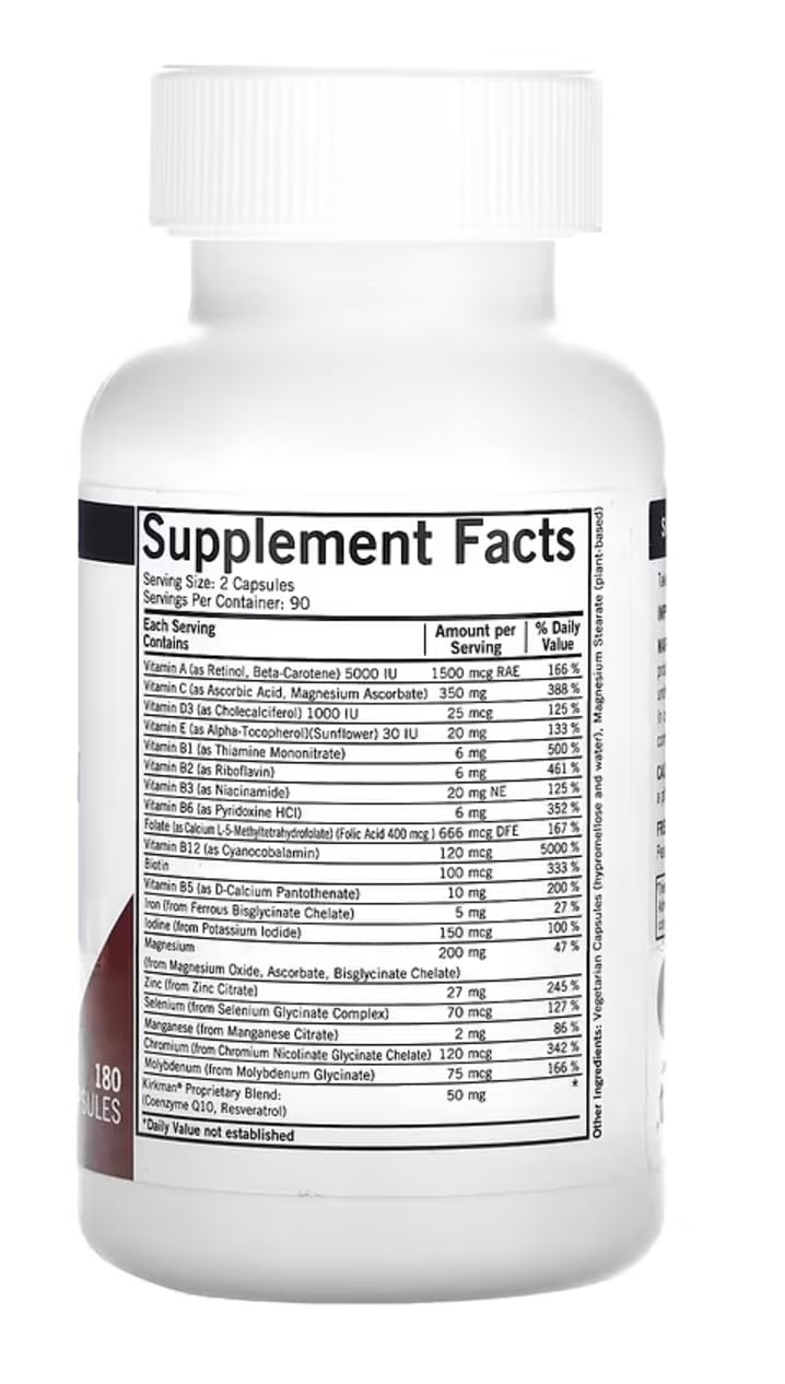 Kirkman Multivitamin Capsules side view showing capsule form