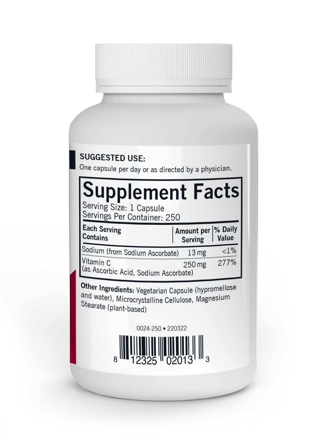 Kirkman Vitamin C Supplement 1000mg back view