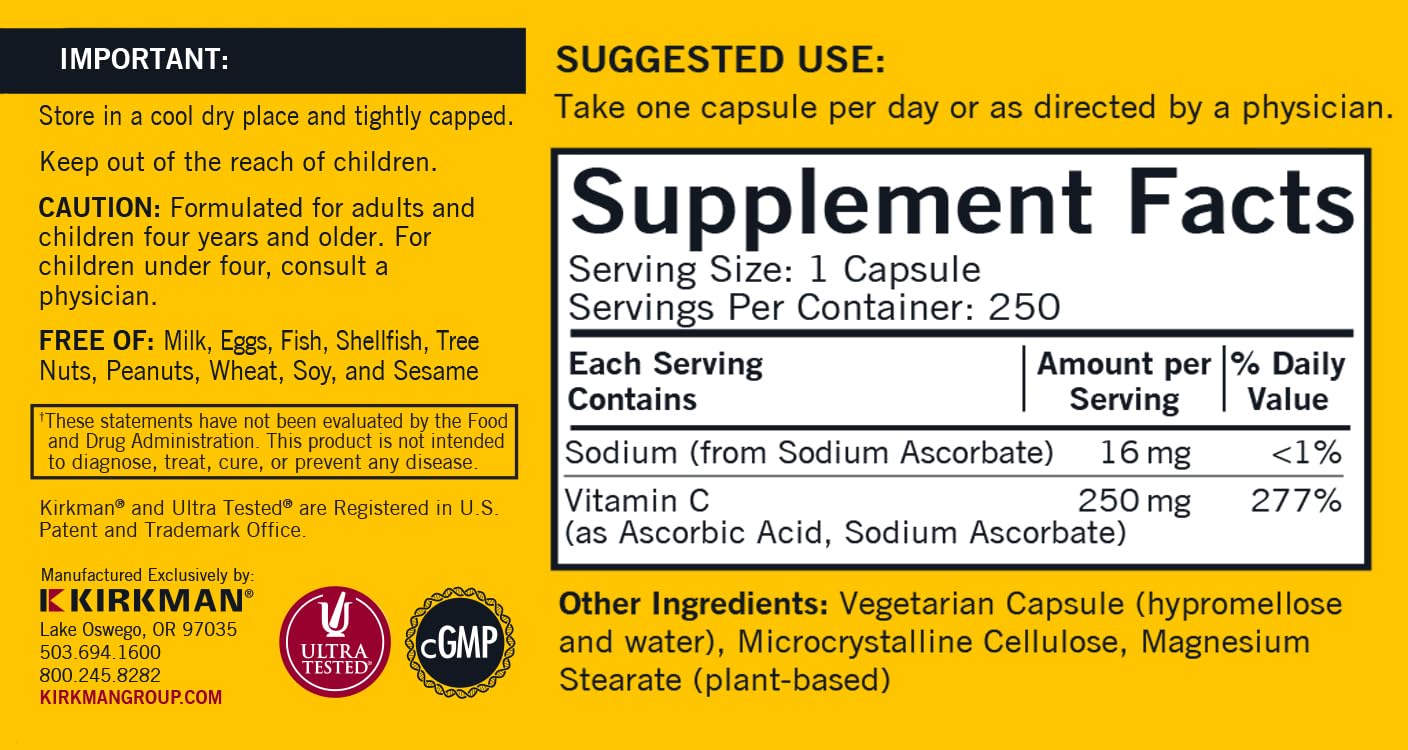 Kirkman Vitamin C Supplement 1000mg capsule close-up