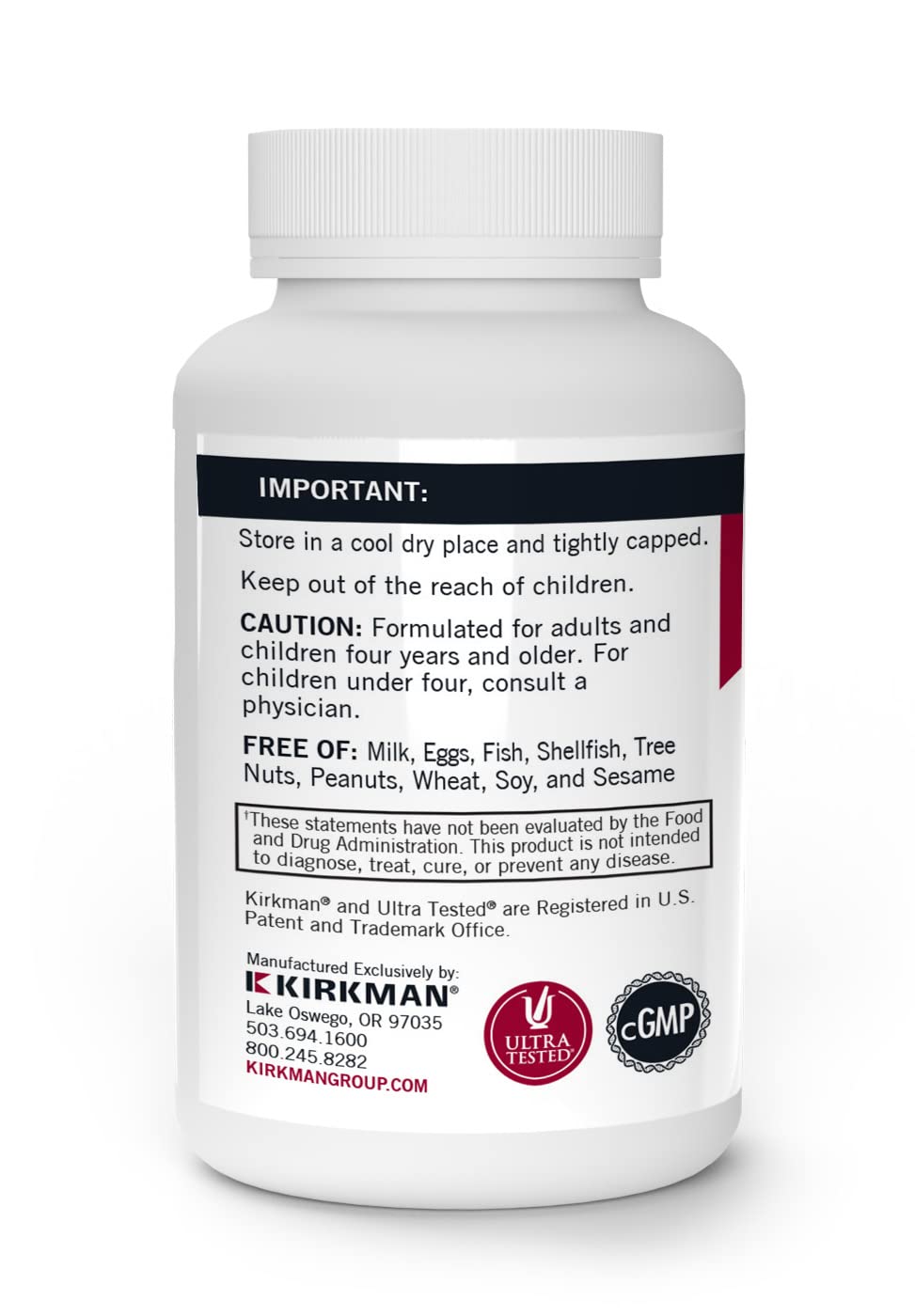 Kirkman Vitamin C Supplement 1000mg side view