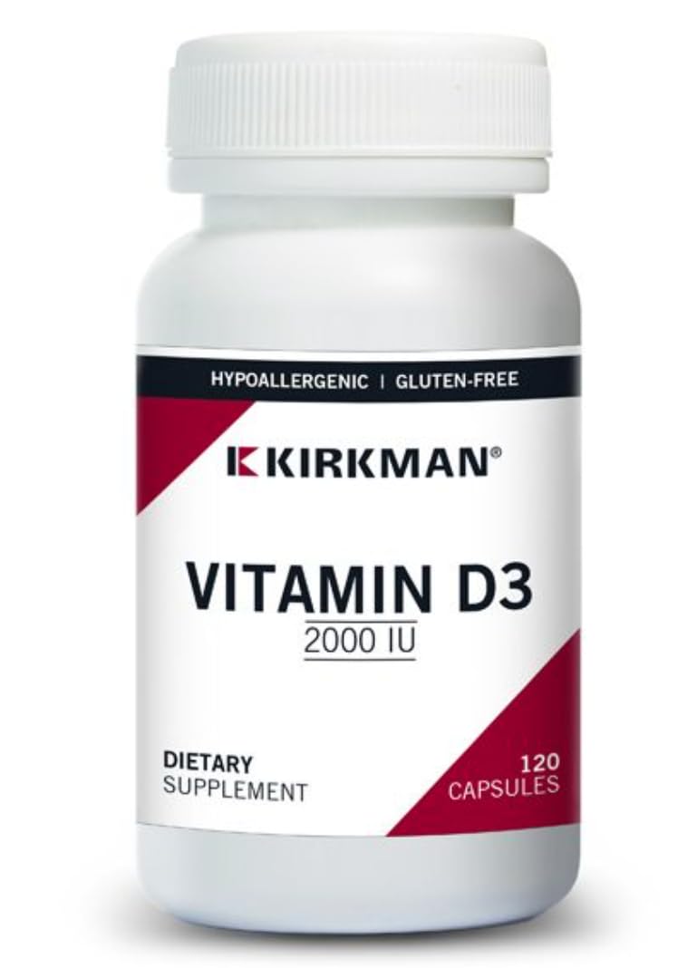 Kirkman Vitamin D3 2000 IU capsules front view