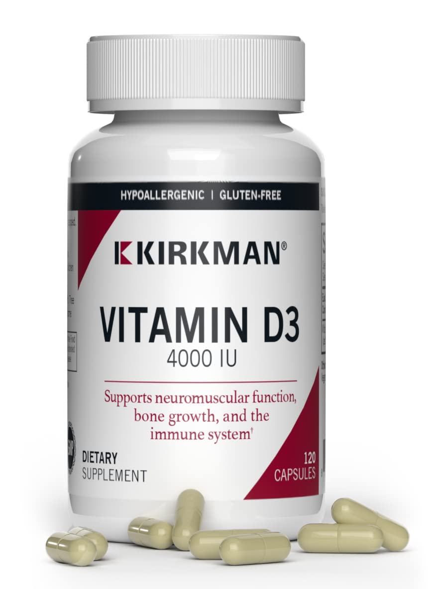 Kirkman Vitamin D3 4000 IU capsule bottle front view