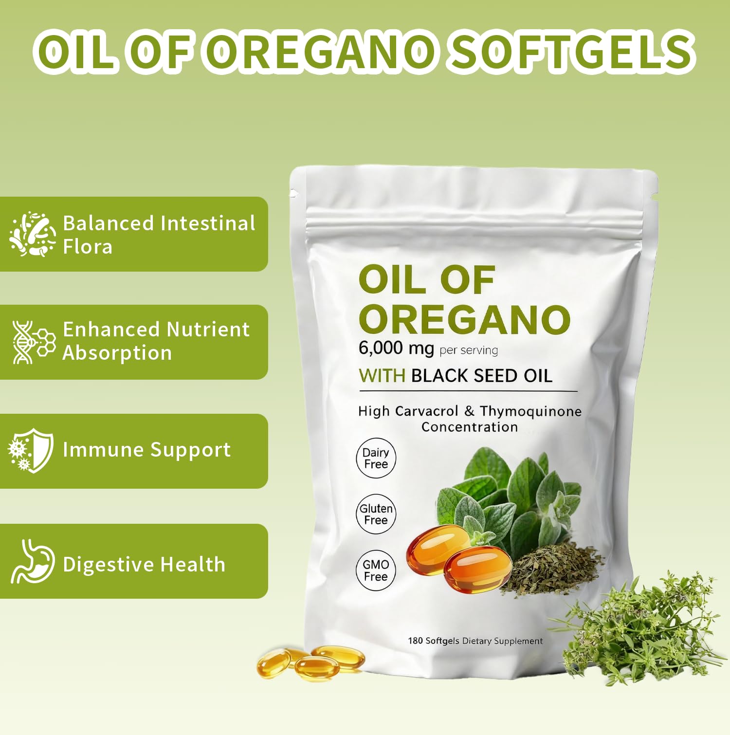 KITABIO Oregano Oil & Black Seed Oil Softgels in hand