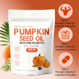 KITABIO Pumpkin Seed Oil & Saw Palmetto softgels being poured out