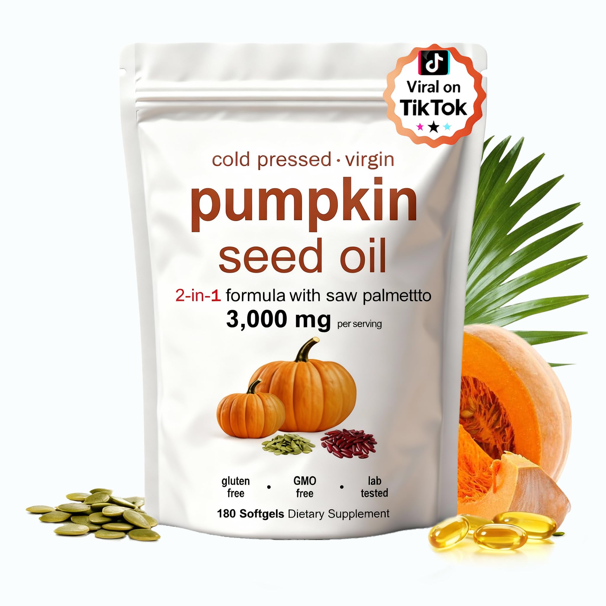 KITABIO Pumpkin Seed Oil & Saw Palmetto Softgels front view