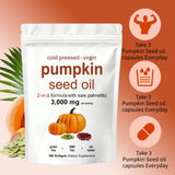 KITABIO Pumpkin Seed Oil & Saw Palmetto Softgels on a wooden table