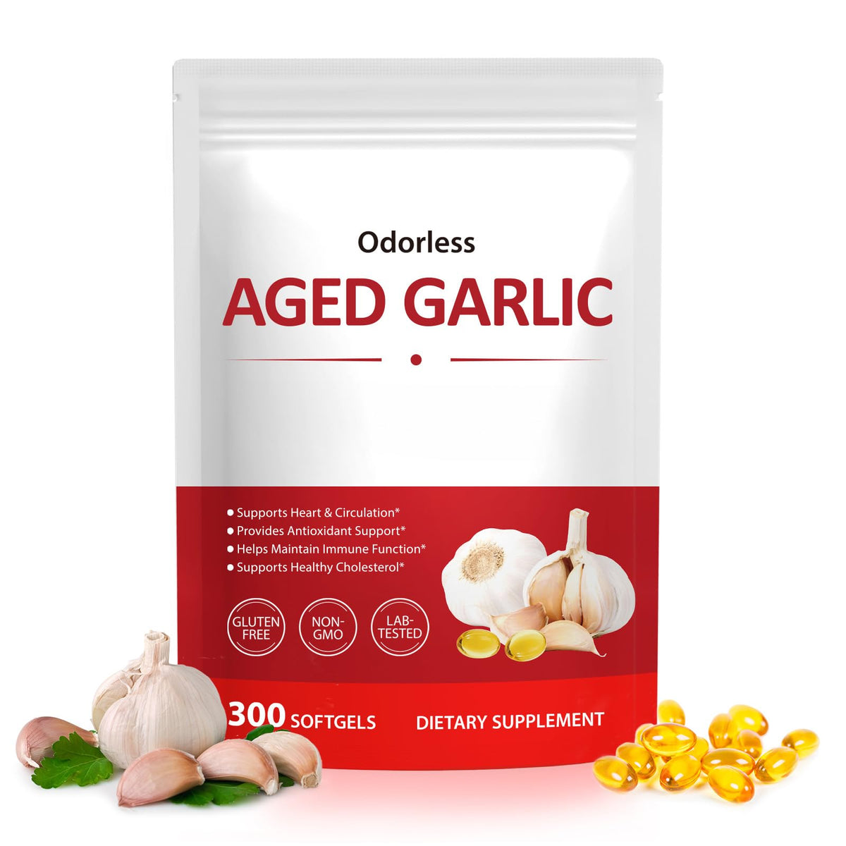 KITNOBLIS Odorless Aged Garlic Extract Softgels front view