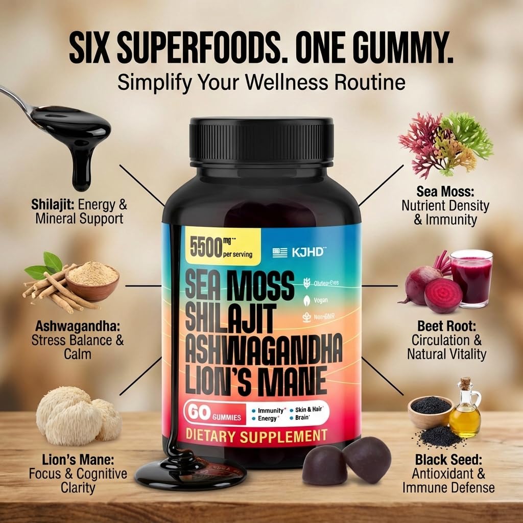KJHD Shilajit Supplement back view with nutritional information