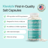 KLARALYTE Electrolyte Capsules showing size and dosage