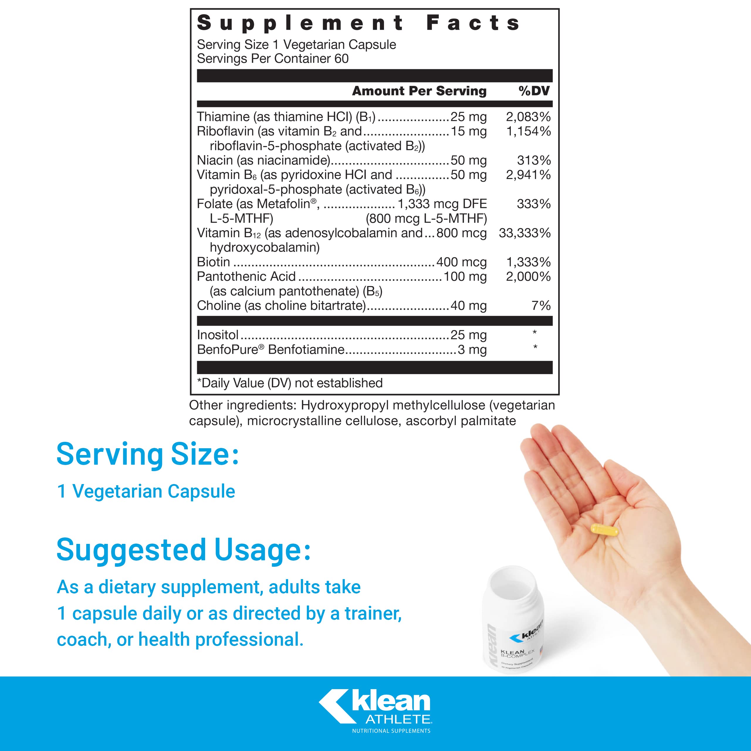 Klean Athlete B-Complex Vitamin Supplement side view