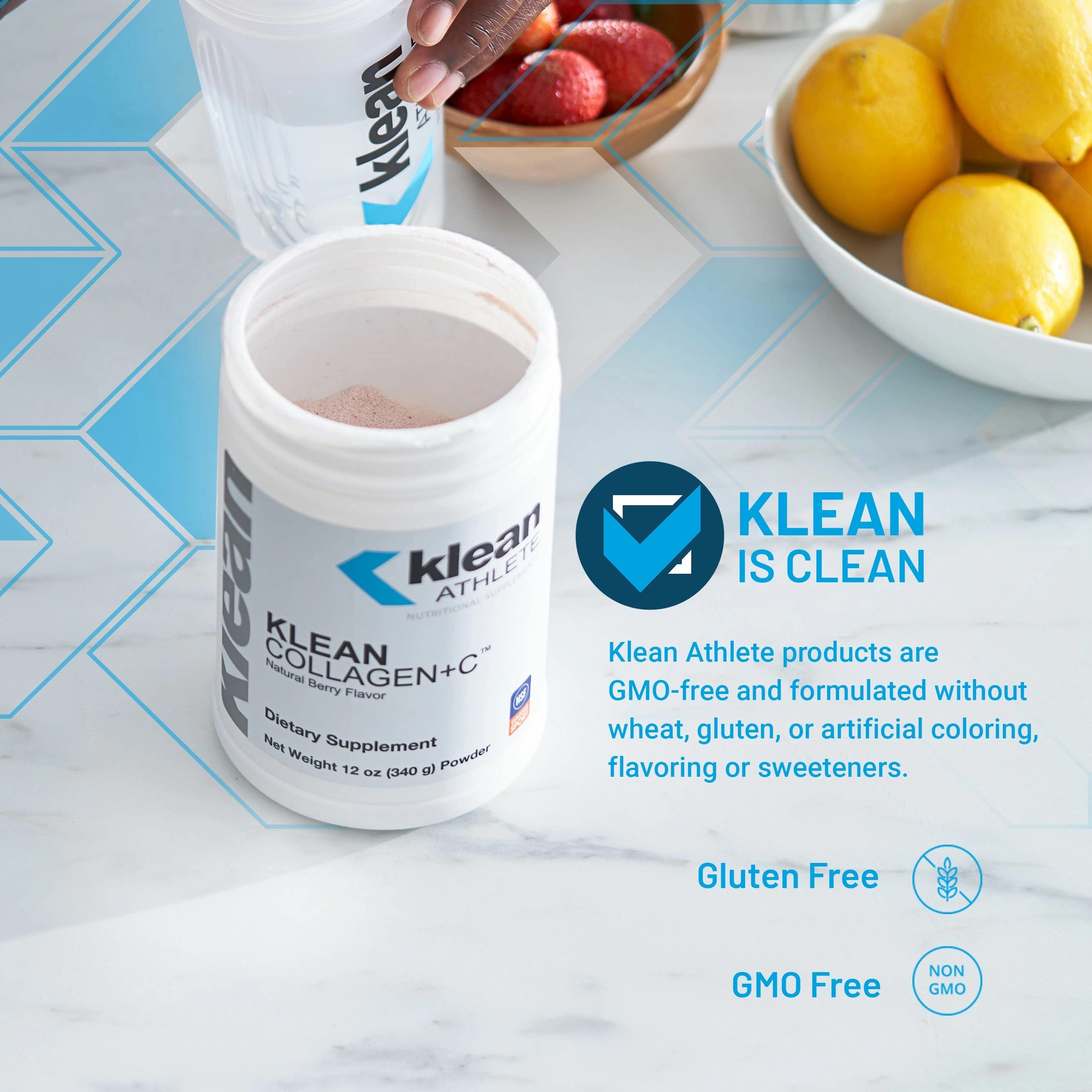 Klean Athlete Collagen+C Supplement 336g scoop with powder