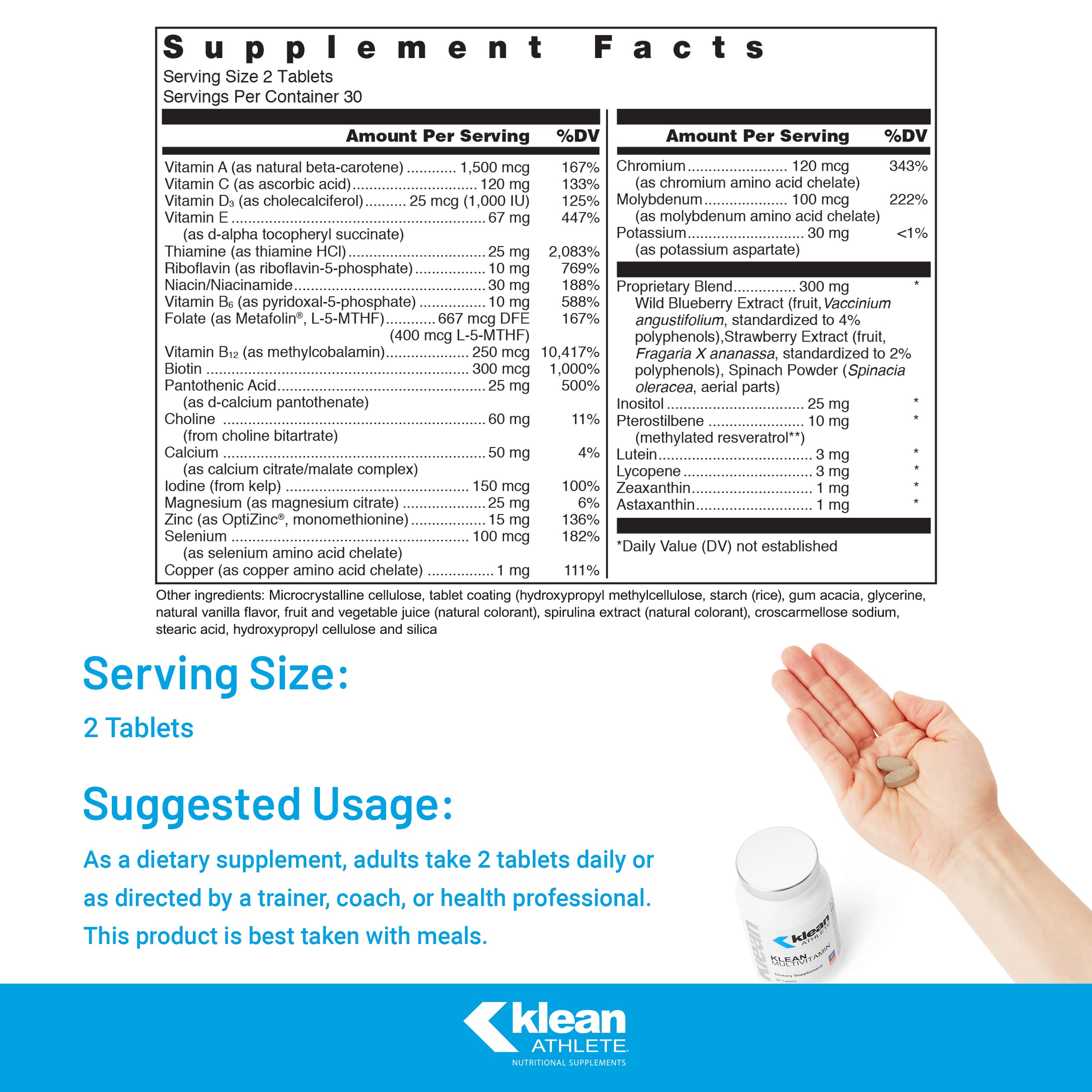 Klean Athlete Multivitamins side view showing tablet size