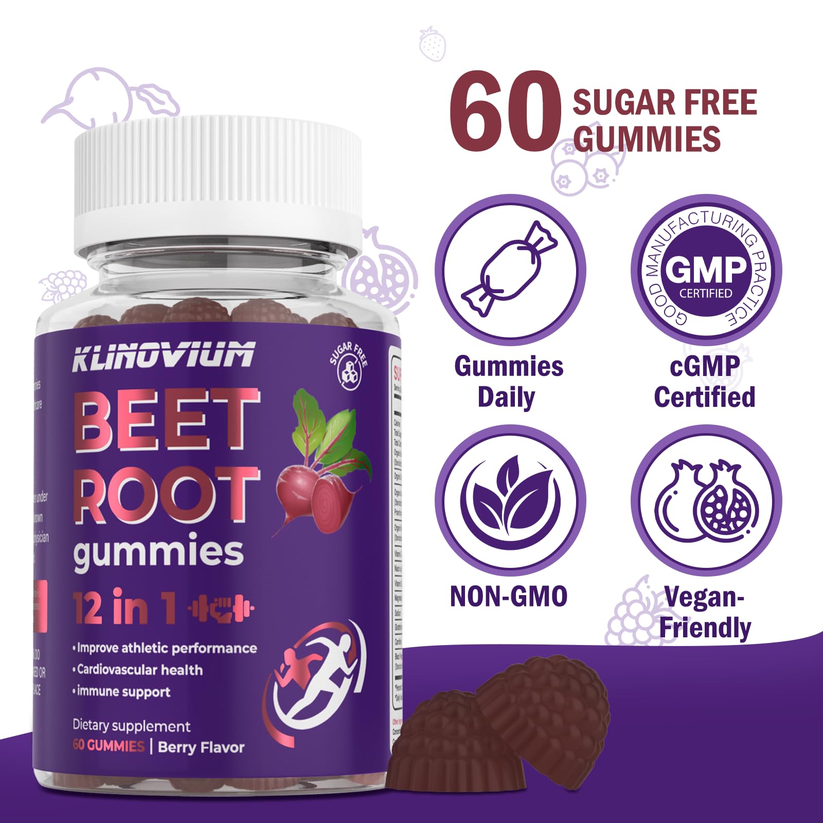 Klinovium Beetroot Gummies bottle side view