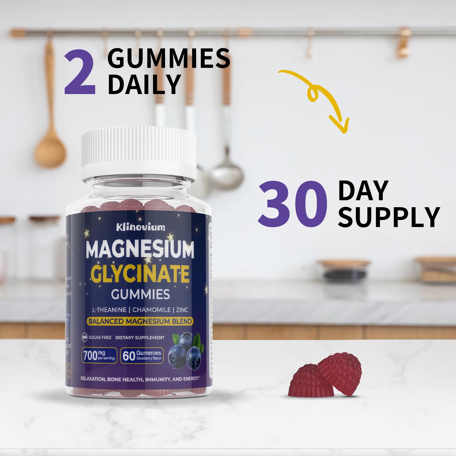 Klinovium Magnesium Glycinate Gummies showcasing the vegan label