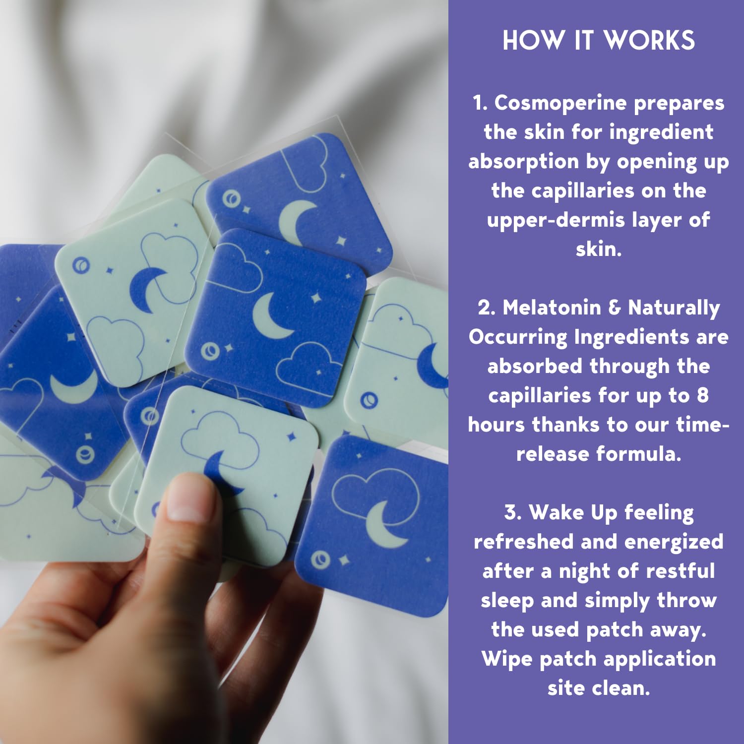 Klova Sleep Patch showing natural ingredients list