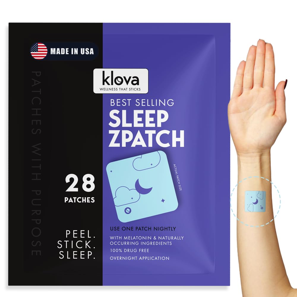 Klova ZSleep Patches box front view with 28 patches