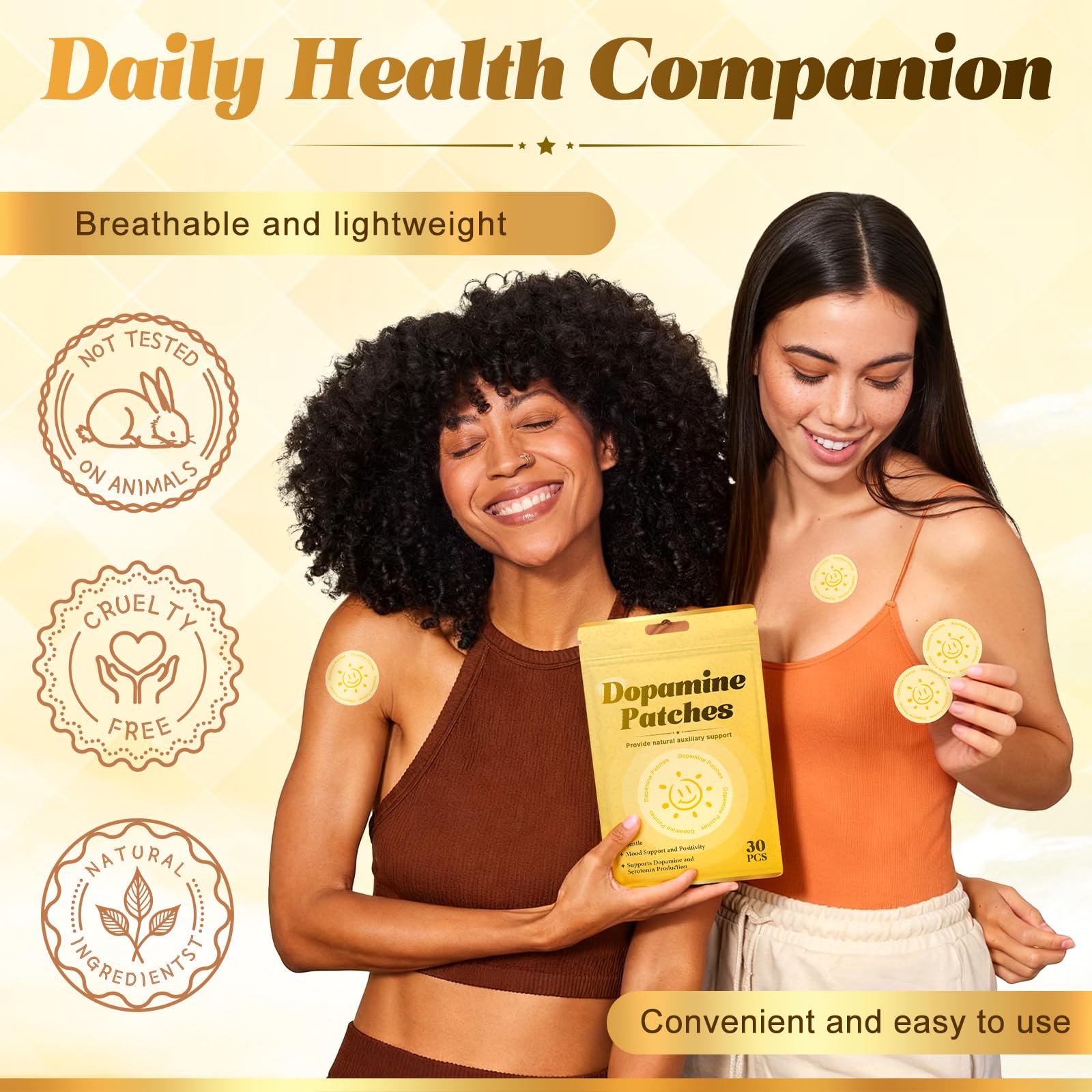 KMLWXD 5-HTP Mood Support Patches in use on skin