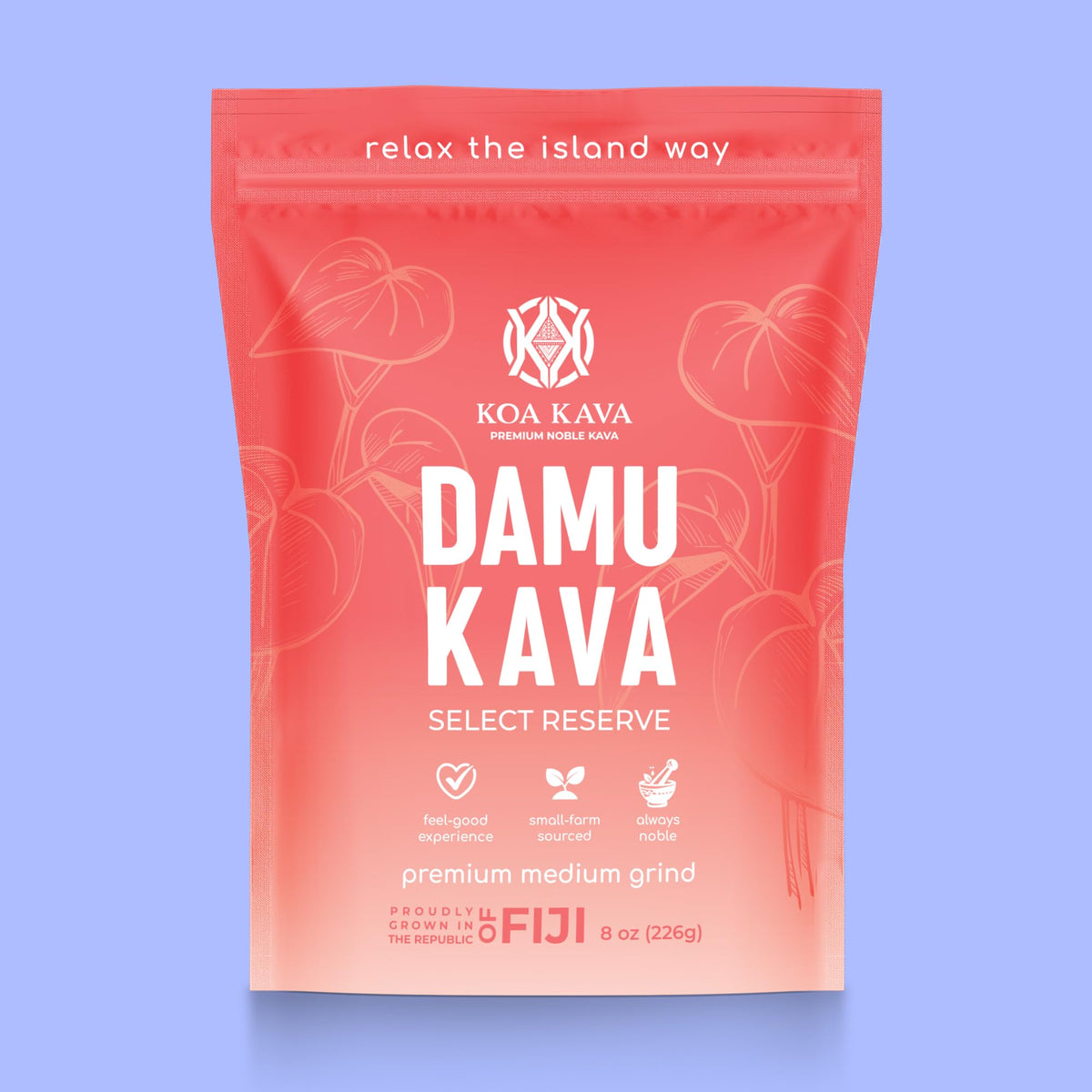 Koa Kava Damu Kava 240g front view with packaging