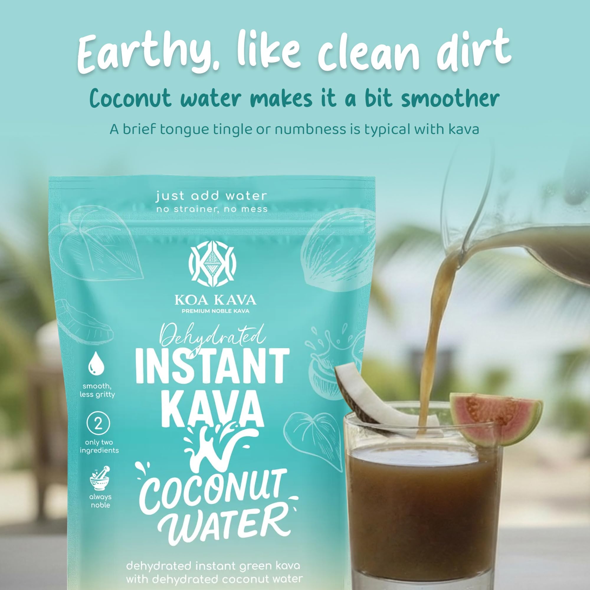 Koa Kava Instant Kava Drink Mix 56g with coconut water