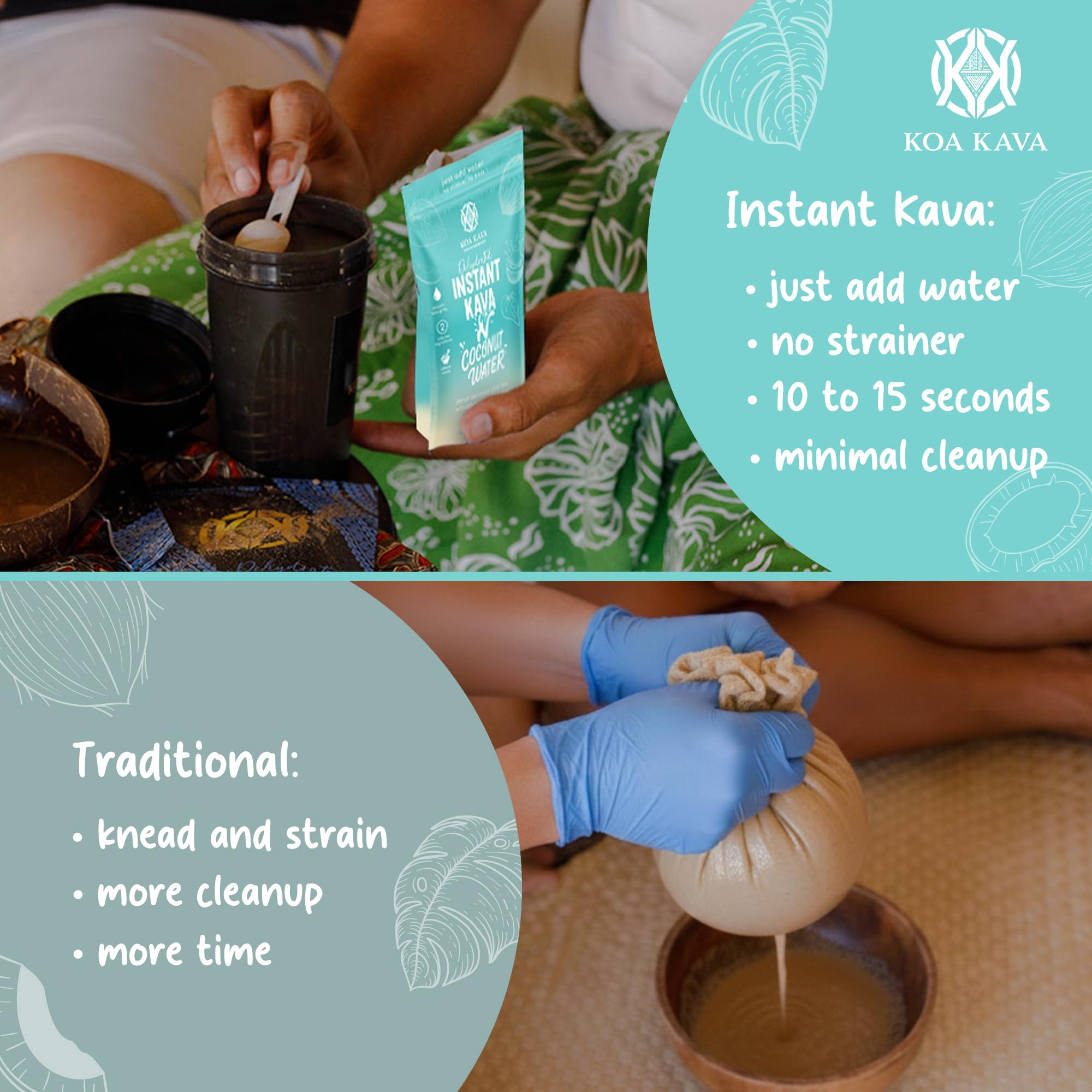 Koa Kava Instant Kava Drink Mix in a glass