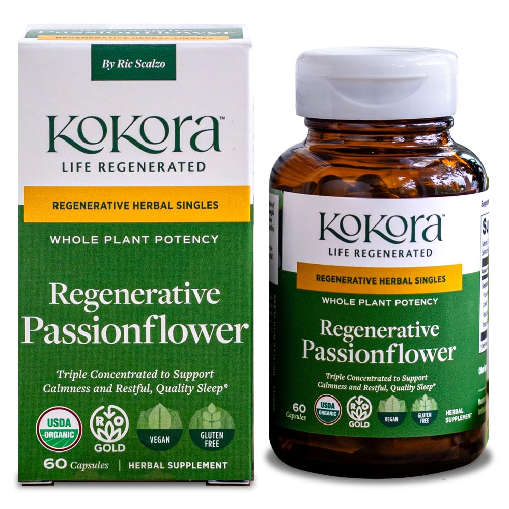 kokora Passionflower Herbal Supplement 60 capsules front view