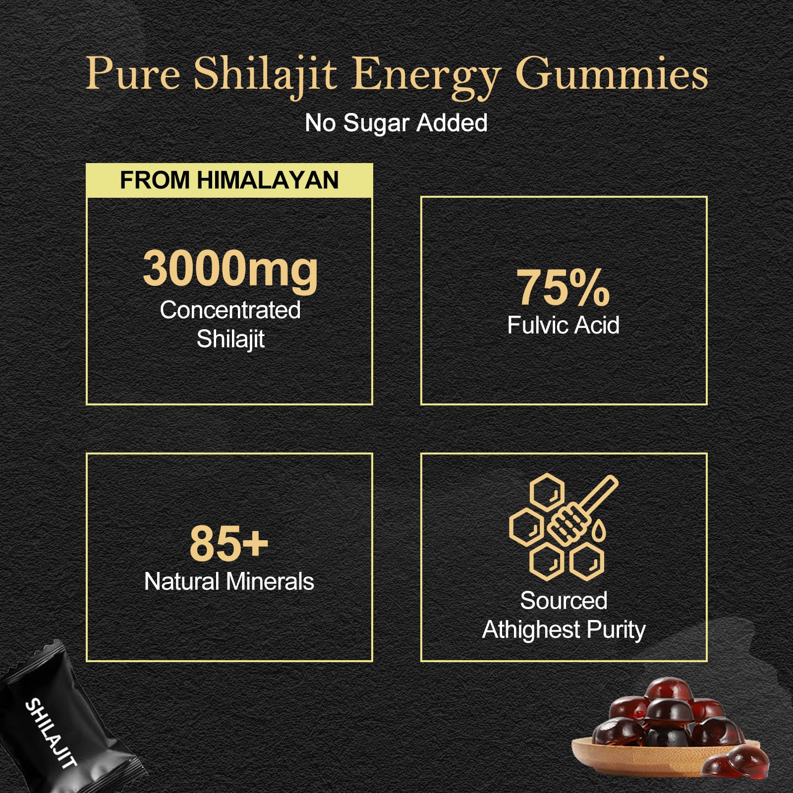 Koloskiy Shilajit Gummies with Ashwagandha and Gokshura ingredients